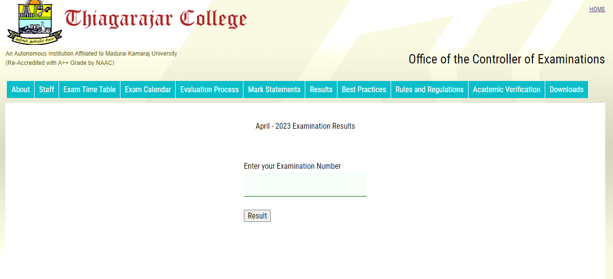 Thiagarajar College Results 2023