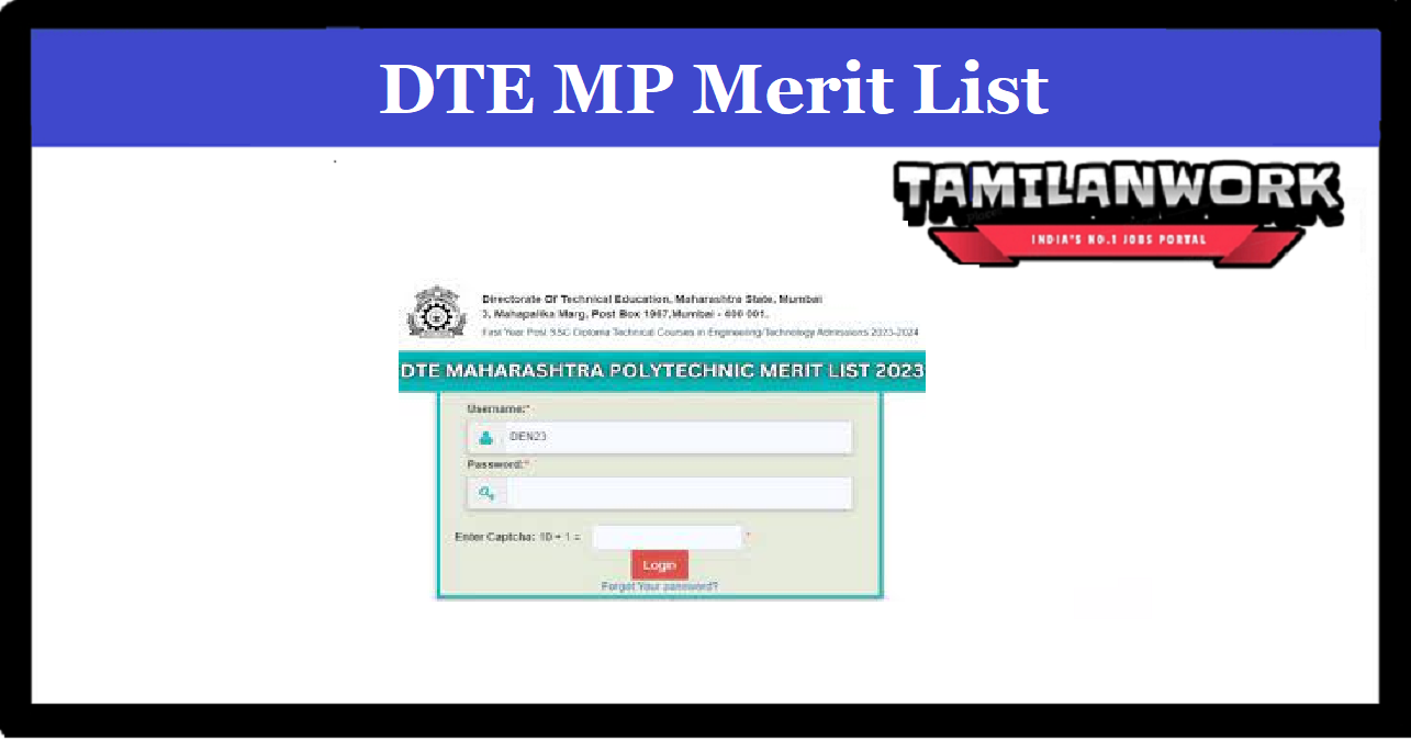 DTE MP B.Tech Merit List