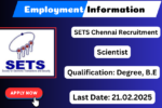 SETS Chennai Recruitment 2025