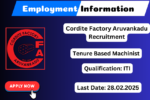 Cordite Factory Aruvankadu Recruitment 2025