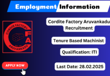 Cordite Factory Aruvankadu Recruitment 2025