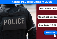 Kerala PSC Police Constable Recruitment