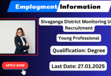 Sivaganga District Monitoring Unit Recruitment 2025