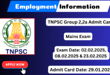 TNPSC Group 2 Mains Hall ticket 2025