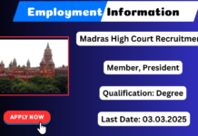 Madras High Court Member Recruitment 2025