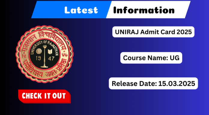 Rajasthan University UG hall tickets @ uniraj.ac.in UNIRAJ Admit Card